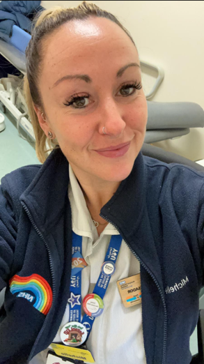 A photograph of Michelle McNish, a midwife at Blackpool Teaching Hospitals