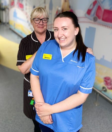 Neonatal matron Julie with musical midwife Melissa.jpg