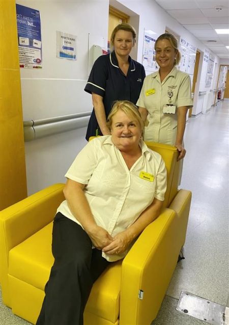 MECU colleagues Zoe, Donna and Paula with the overnight chair.jpg